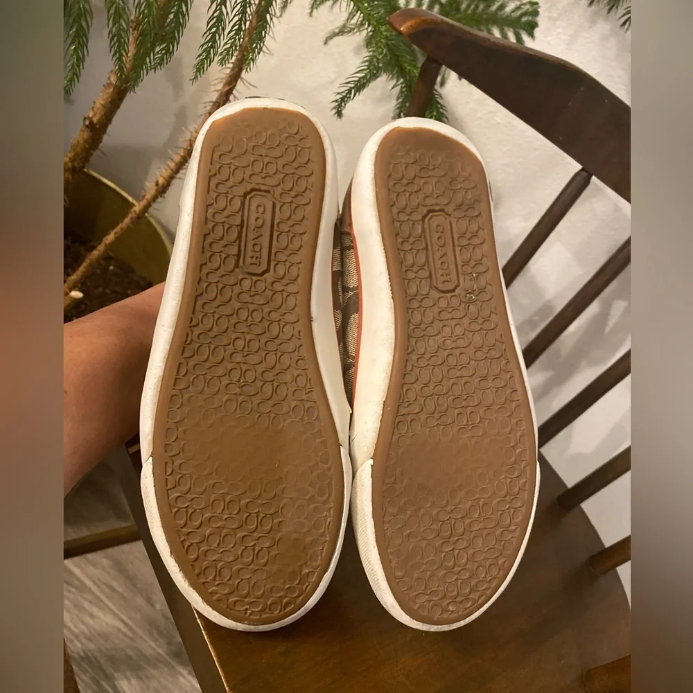 Coach Barrett Pumpkin Spice Leather Trim Sneaker